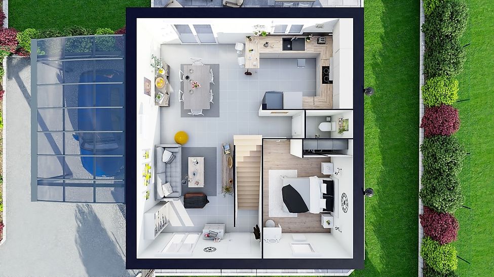 maisons hexagone gamme first combles interieur rdc 2023 hd